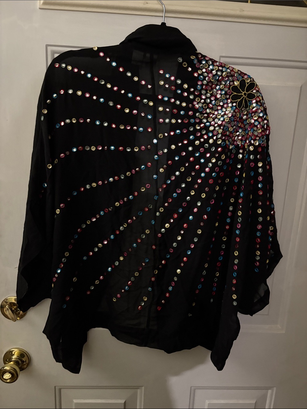 Chico's Black Silk Jacket with Multicolored Embroidery & Sequins